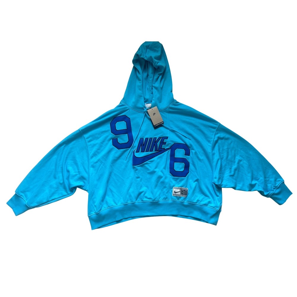 Nike Hoodie Womens S Blue New DV8086-416 Oversized Graphic Pullover Sweatshirt